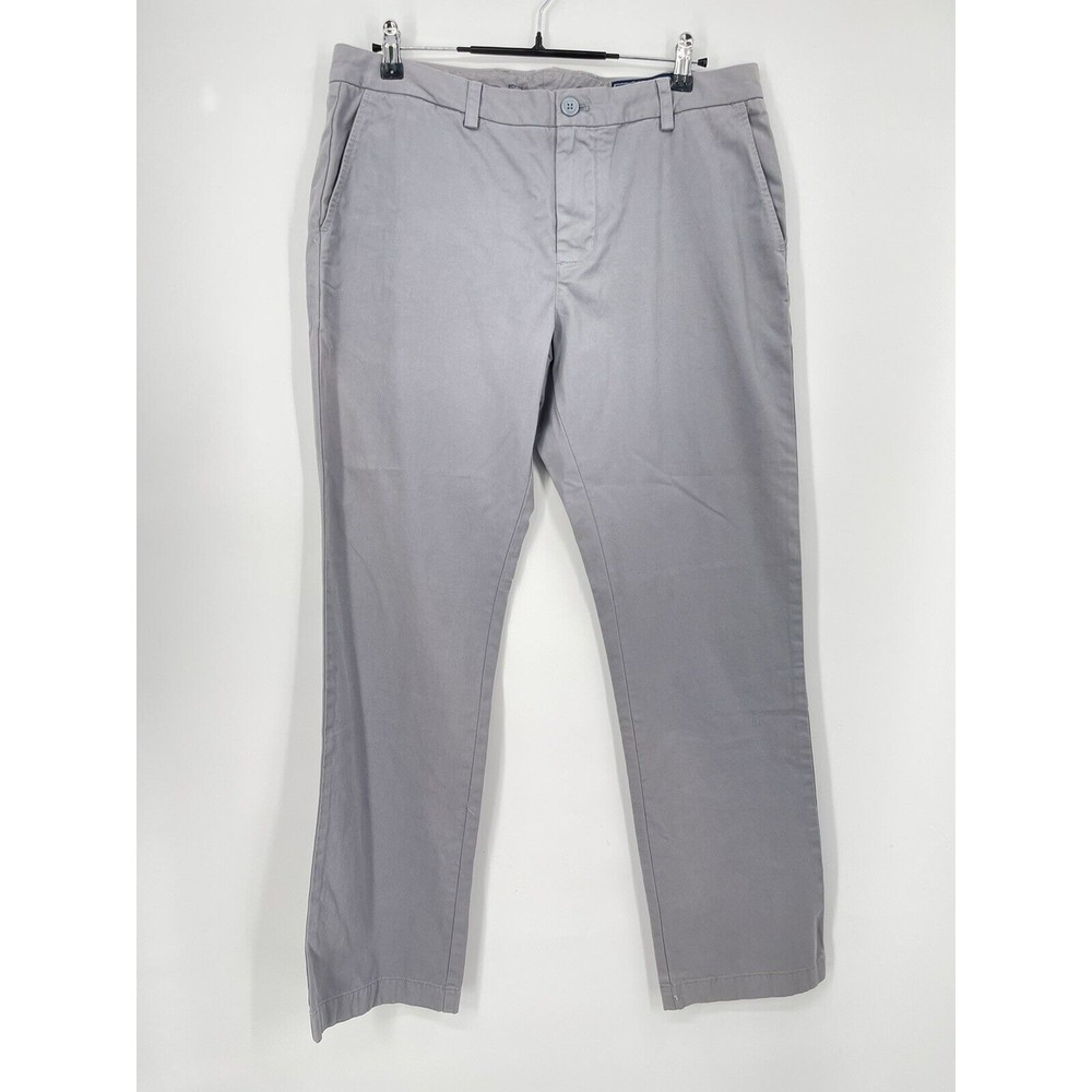 Vineyard Vines Slim Fit‎ Breaker Pants Mens Gray Solid Chino Straight Size 35x32